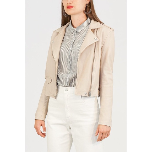 IRO Jackets & Blazers - IRO Ashville Jacket Natural Leather Beige Moto 2